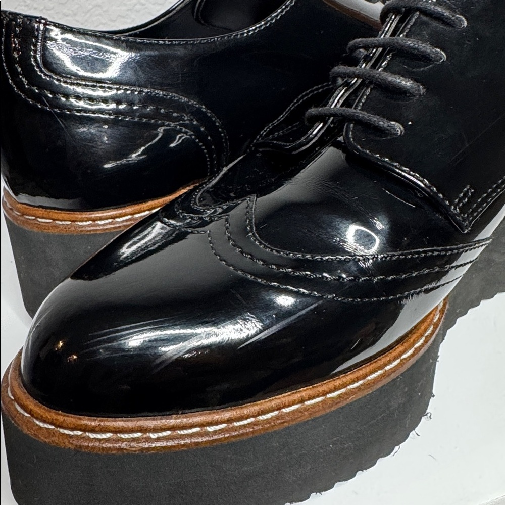 SHELLYS LONDON TOMMY BLACK PATENT PLATFORM OXFORDS - Picture 15 of 15
